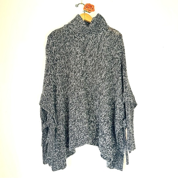 DESIGN LAB | Tunic Chunky Sweater Tie Sides | Black & Grey | Women’s Size Small - Picture 8 of 9